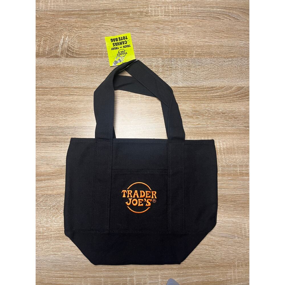 Trader Joe's Mini Halloween Black Canvas Tote Bag - NEW